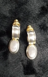 Vtg Ralph Lauren Silver Round Dangle Pierced Earrings 80's 90's  - Picture 1 of 6