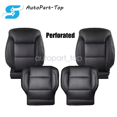 4 x 2014-2019 For Chevy Suburban LTZ Front Bottom & Top Seat Cover Leather Black Foto 1 de 4