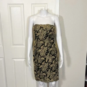 Chris Kole Strapless Floral Lace Vintage Dress Womens Size 8 - Picture 1 of 15