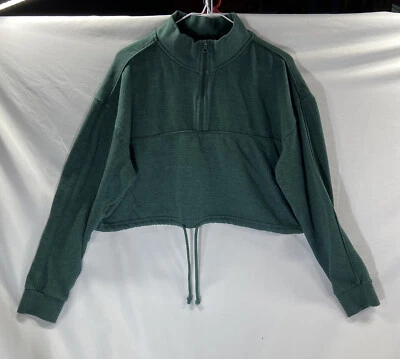 LA сердца женщин размер M укороченный толстовка с длинным рукавом половина молнии шнурок зеленый - Изображение 1 из 4