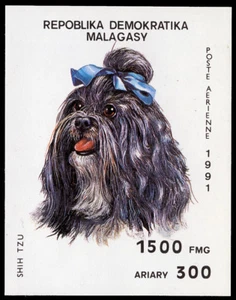 SHIH TZU Dog Postage Stamp Souvenir Mini Sheet Madagascar - 1991 Mint MNH - Picture 1 of 1