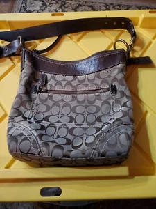  Coach crossbody bag With Leather Strap And Leather Trim Great Shape - Picture 1 of 6