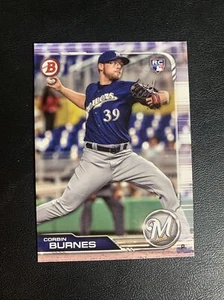2019 Bowman Corbin Burnes RC Milwaukee Brewers - Picture 1 of 2