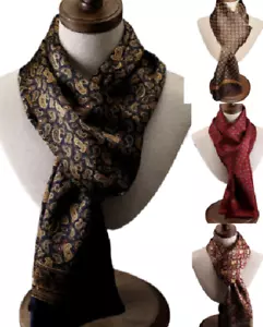 100% Seda Bufanda Hombres Mujeres Pañuelo Envolvente Paisley Cuadros Rayas Azul Marino Negro MY2 - Imagen 1 de 62
