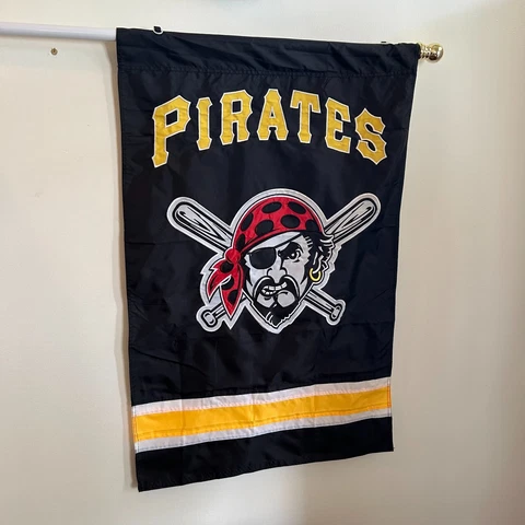 Vintage Pittsburgh Pirates Flag Pirate Baseball Bats Black Gold Souvenir PA Team Cover