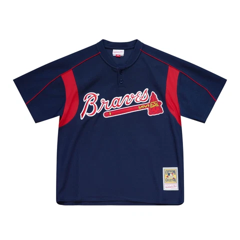 Mitchell & Ness Navy Blue MLB Atlanta Braves Chipper Jones 2003 Mesh BP Jersey Cover