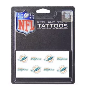 Miami Dolphins Tattoos Peel & Stick Tattoos 8 Piece Set- Water Resistant - Picture 1 of 2