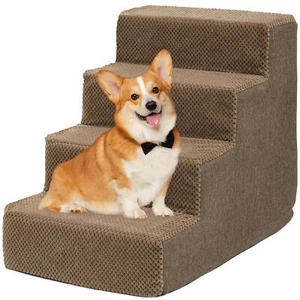 4 STUFEN Hundetreppe Haustiertreppe Haustiertreppe für Bett und Couch mit Stützbrettern - Bild 1 von 8