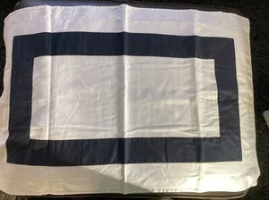 RH Restoration Hardware Italian Banded Sateen Border KING sham Navy Blue - Picture 1 of 4