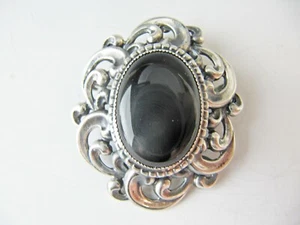 Danecraft Sterling Brooch Pendant with Hematite? Stone Vintage - Picture 1 of 3
