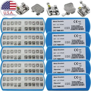 10 Kit Orthodontic Braces Nickel Free Twin Metal Brackets 0.022 MBT 345 Hook 5-5 - Bild 1 von 11
