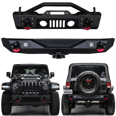 Vijay For 2007-2018 Jeep Wrangler JK Front or Rear Bumper w/Winch Plate & Lights - Image 1 of 4