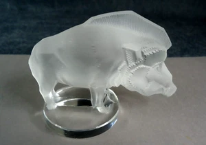 Vintage LALIQUE Wild Boar, Wild Pig or Razorback Figurine Paperweight 3.5" - Picture 1 of 11