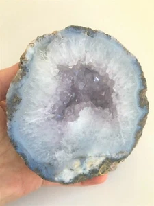 AGATE GEODE DRUZY CRYSTAL QUARTZ POLISH SPECIMEN - Picture 1 of 10