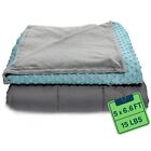 Quility Weighted Blanket for Adults - King Size, 86"x92"- Grey, Navy Cover