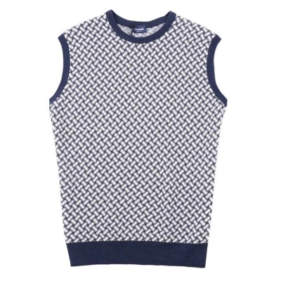 Chaleco Suéter Drumohr Biscottino Lino-Algodón M (UE 50) NUEVO CON ETIQUETAS Imperfecto Foto 1 de 4