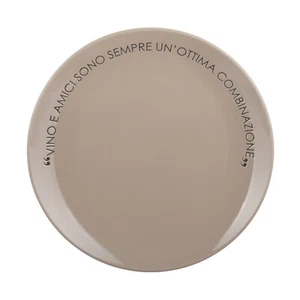 KASANOVA Piatto piano tortora con scritta 27 cm in stoneware grigio Tavola - Foto 1 di 5