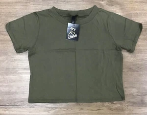 Girls' Short Sleeve Cropped Boxy Crew Neck Cotton Relaxed T-Shirt Olive S, XL - Picture 1 of 3