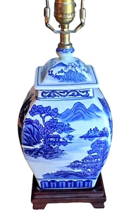 Vintage Lampe chinesisches blau-weißes Porzellan Bügelgefäß Tisch - Bild 1 von 8