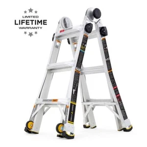 Gorilla Ladder w/ Wheels 14' Aluminum Multi-Position 375 lbs. Load Capacity - Picture 1 of 12