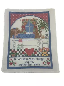 A Real Princess Hand Painted Needlepoint Canvas Unsigned Whimsical Design 14 ct - Picture 1 of 8
