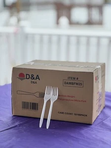 Medium Weight Disposable Plastic Forks 1000-Pack - Bulk White Plastic Silverwa - Picture 1 of 1