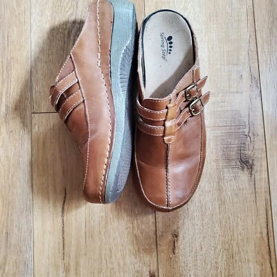 Spring Step Womens Leather Open-Back Clogs Slip On Mules Wedge Size 40 US 9 - Image 1 of 4