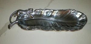 VTG ARTHUR COURT ALUMINUM JAGUAR BANANA LEAF LONG SERVING TRAY 19" 1999 - Picture 1 of 7
