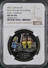 **TOP POP** 2021 Great Britain £5 Alice Looking Glass Colorized NGC MS 69 DPL