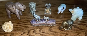 Elephant Figurine Collectibles ~ Lot of 8 From 1 1/2" to 2 1/2" Tall - Picture 1 of 2