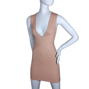 Charlotte Russe Bodycon Dress Size XS Dusty Rose Sleeveless Plunge Neckline - Picture 1 of 9