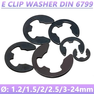 1.2-24mm E CLIP WASHER RETAINING RINGS CIRCLIP CLIPS 65 MANGANESE STEEL DIN 6799 - Picture 1 of 28