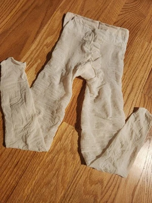 Vtg Ivory Unbranded High Rise Support Pantyhose With Lined Cotton Gusset Size L - Image 1 of 4