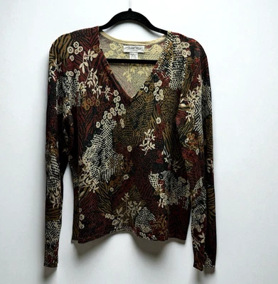 Top para mujer Judith Hart cuello en V grande mezcla de seda manga larga multicolor floral Foto 1 de 4