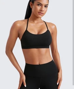 NWT CRZ YOGA Butterluxe Womens Sports Bra Y Back Padded Low Impact Black XL - Picture 1 of 5