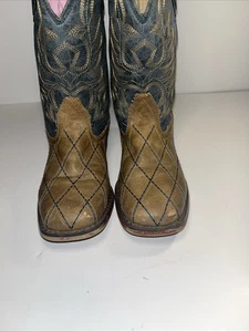Roper kleine Kinder Cowboystiefel Größe 2 kariertes Design blau und braun - Bild 1 von 14