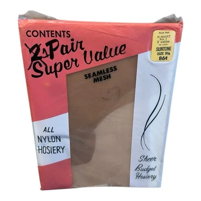 Medias de malla sin costuras liguero de nailon K-Mart 1pr 9 1/2 tono de sol tacón desnudo de colección Foto 1 de 2