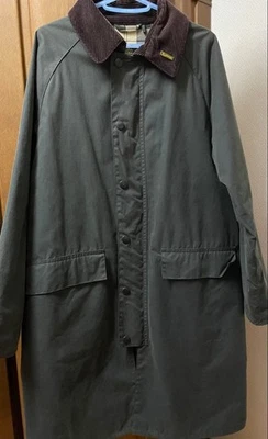 Barbour Long Jacket Olive Green Cotton Polyester Blend  M Patch Tartan Lining - Image 1 of 4