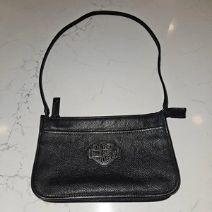 Bolso de Hombro Harley-Davidson Cuero Guijarro Mujer Negro Cartera Cremallera Top Logo - Imagen 1 de 11