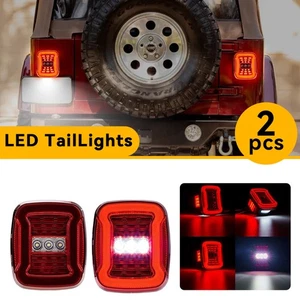 Red LED Tail Lights Brake Parking License Plate Lamp For 1997-2006 Jeep Wrangler - Foto 1 di 9