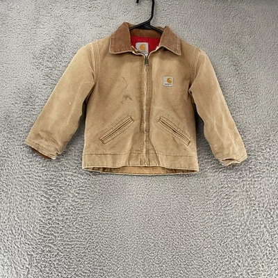 Vintage Carhartt Detroit Jacket Boys 8 Duck Corduroy Collar Lined Union USA - Image 1 of 4