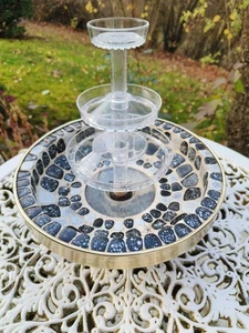 Vintage Zimmerbrunnen, Keramik, 3er  Kaskade, mit Licht, funktioniert, gut erhal - Bild 1 von 12