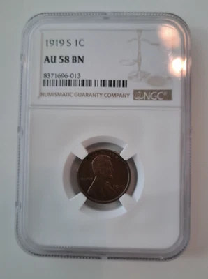 1919-S NGC AU 58 BN Lincoln - Image 1 of 2