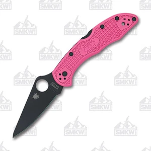 Spyderco Delica 4 Folding Knife Pink 2.9in Plain Black TiNi Clip Point - Picture 1 of 1