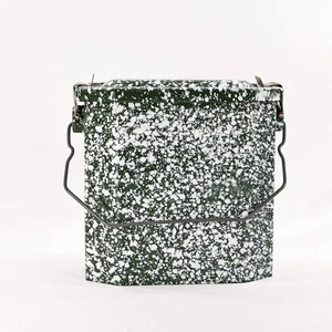 Vintage französische Emaille Granitgeschirr Metall Brotdose grün weiß gesprenkelt vor 1970 - Bild 1 von 11