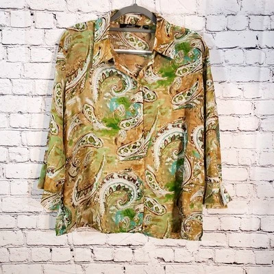 Essentials by Milano Verde Marrón Cachemira Manga Campana 3/4 Abotonada Talla XL Foto 1 de 4