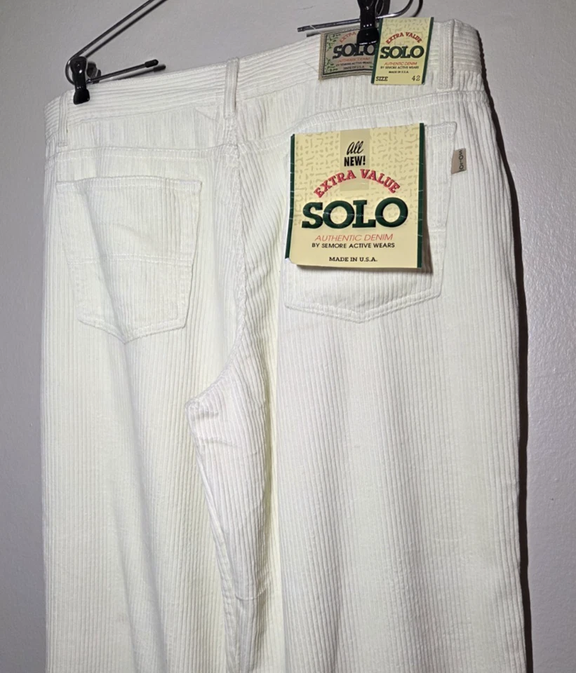 Pantalones de pana blancos Solo Semore de colección años 90 Y2K EE. UU. Skate holgados nuevos con etiquetas talla 42 Foto 1 de 4