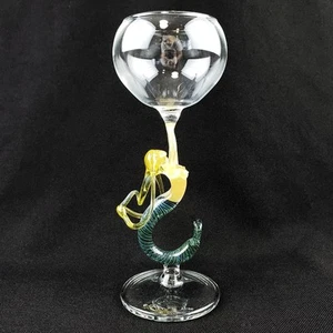 Rare Milon Townsend Ascending Blonde Mermaid Flameworked Blown Glass Wine Goblet - Picture 1 of 10