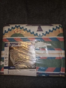 NEW Vintage Mojave Blanket 72”x 90 Twin Full Acrylic Polyester Whip Stitched End - Picture 1 of 5