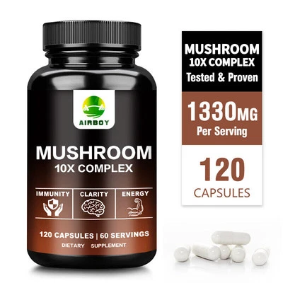 AIRBOY Complejo de hongos - melena de león, Cordyceps sinensis - salud cerebral y